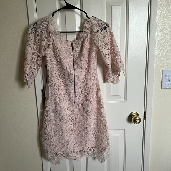 ASTR The Label Off the Shoulder Lace Dress, Pink, Size XS - Picture 2 of 6